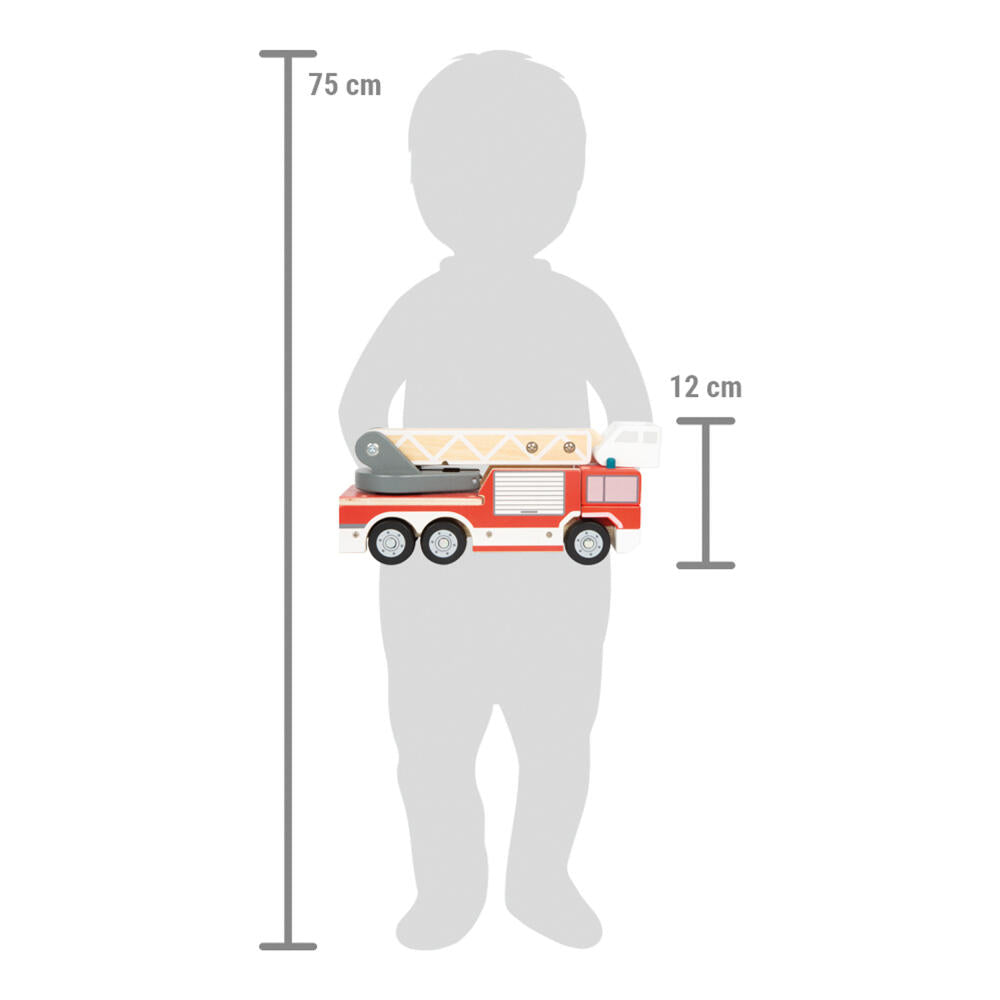 Legler Small Foot Feuerwehr mit Drehleiter, Spielzeugauto, ab 24 Monate, Holz, Bunt, 12638