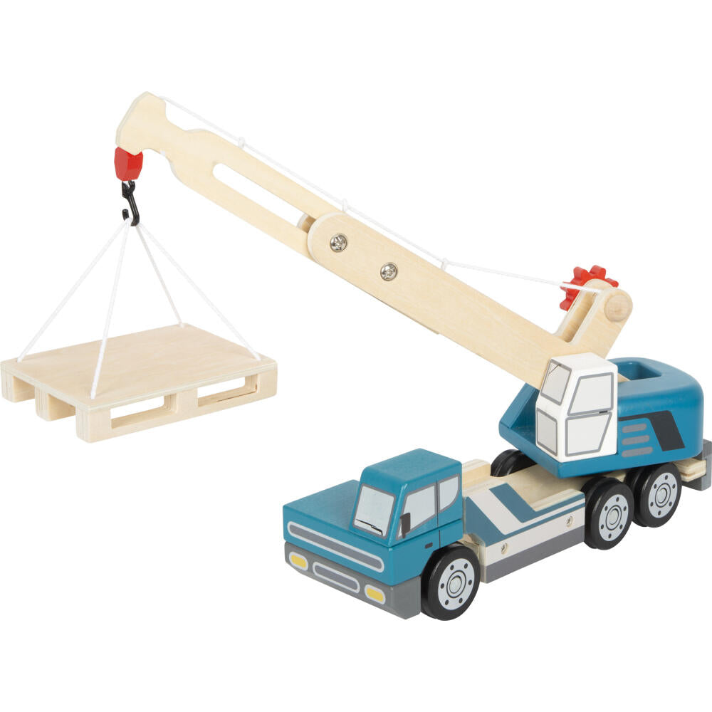 Legler Small Foot Kranwagen mit Palette, Spielzeugauto, ab 24 Monate, Holz, Bunt, 12639