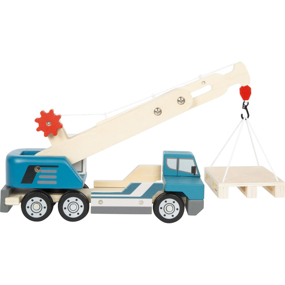 Legler Small Foot Kranwagen mit Palette, Spielzeugauto, ab 24 Monate, Holz, Bunt, 12639