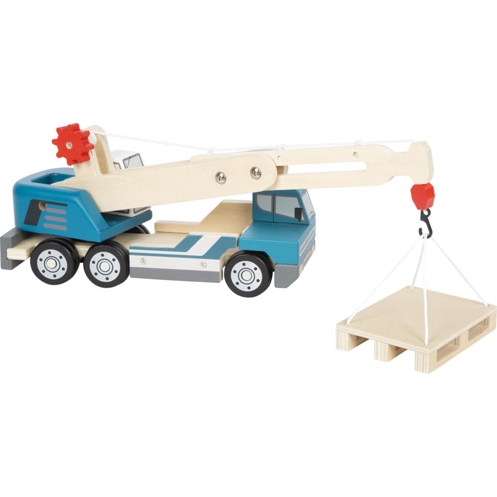 Legler Small Foot Kranwagen mit Palette, Spielzeugauto, ab 24 Monate, Holz, Bunt, 12639
