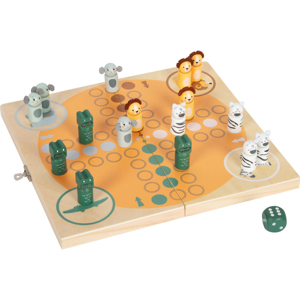 Legler Small Foot Ludo für 4 Spieler Safari, Gesellschaftsspiel, ab 4 Jahre, Holz, Bunt, 12642
