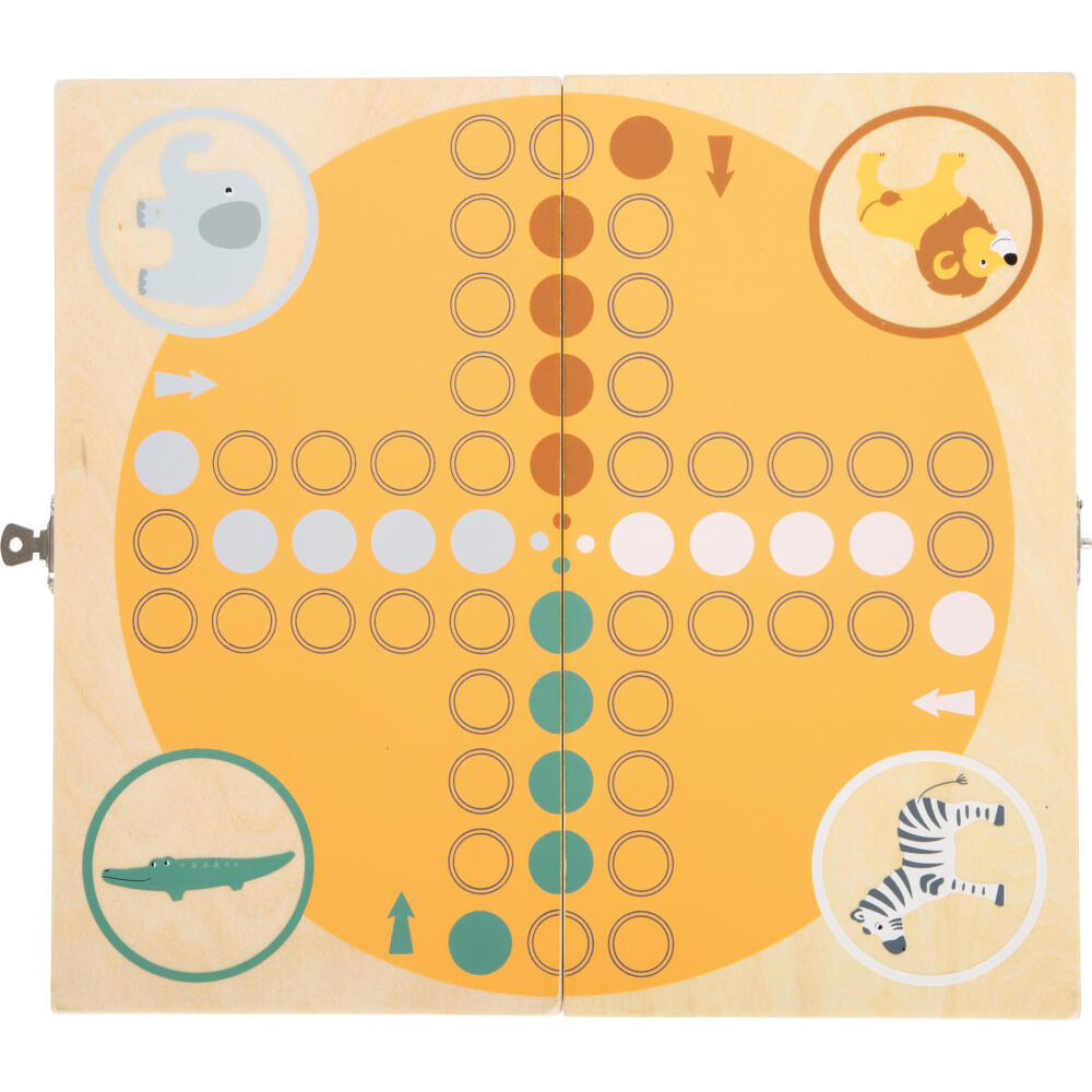 Legler Small Foot Ludo für 4 Spieler Safari, Gesellschaftsspiel, ab 4 Jahre, Holz, Bunt, 12642