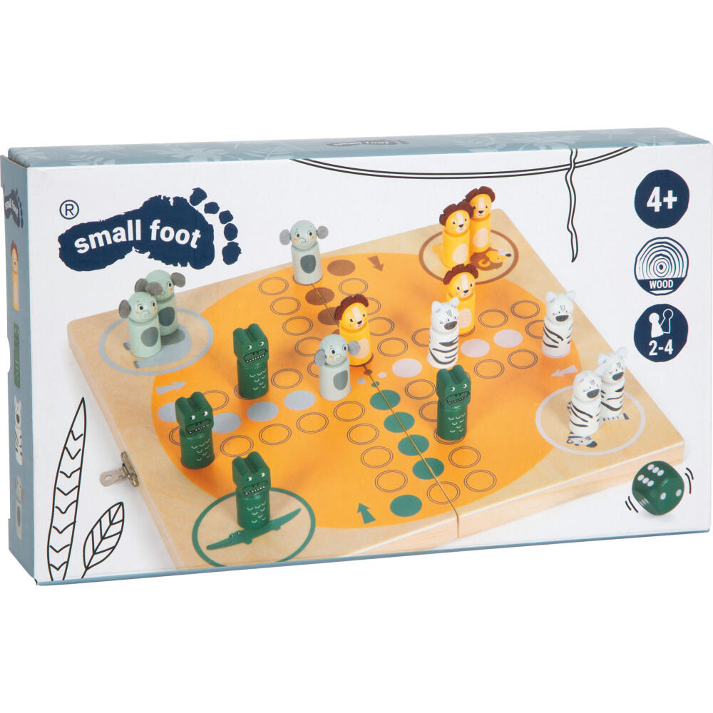Legler Small Foot Ludo für 4 Spieler Safari, Gesellschaftsspiel, ab 4 Jahre, Holz, Bunt, 12642