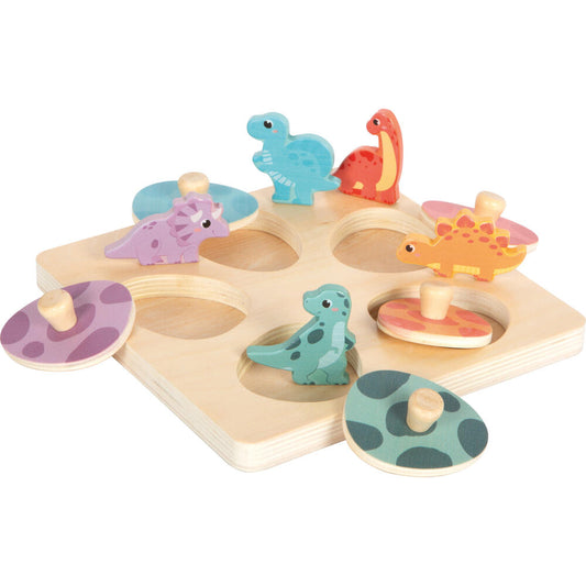 Legler Small Foot Setzpuzzle und Memo Dino, Puzzle, ab 12 Monate, Holz, Bunt, 12649