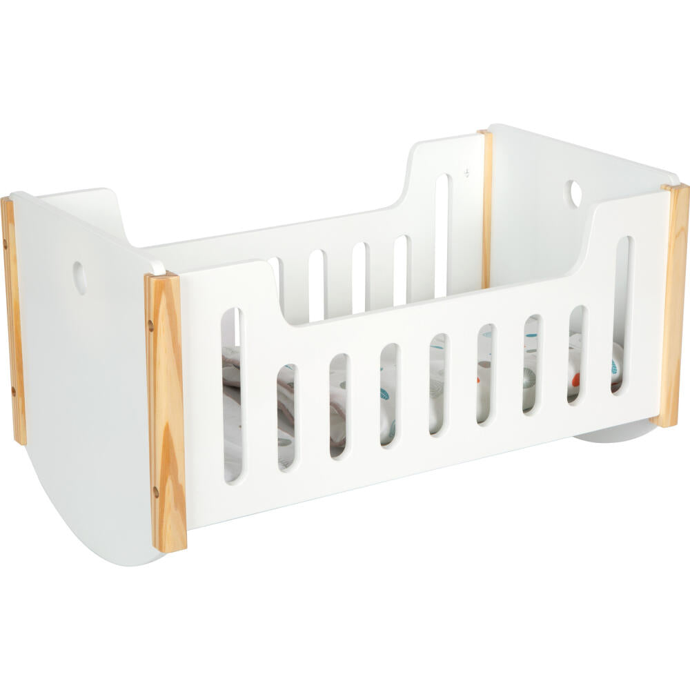 Legler Small Foot Puppenbett zum Wiegen Little Button, Rollenspielzeug, ab 3 Jahre, Holz, Weiß, 12660