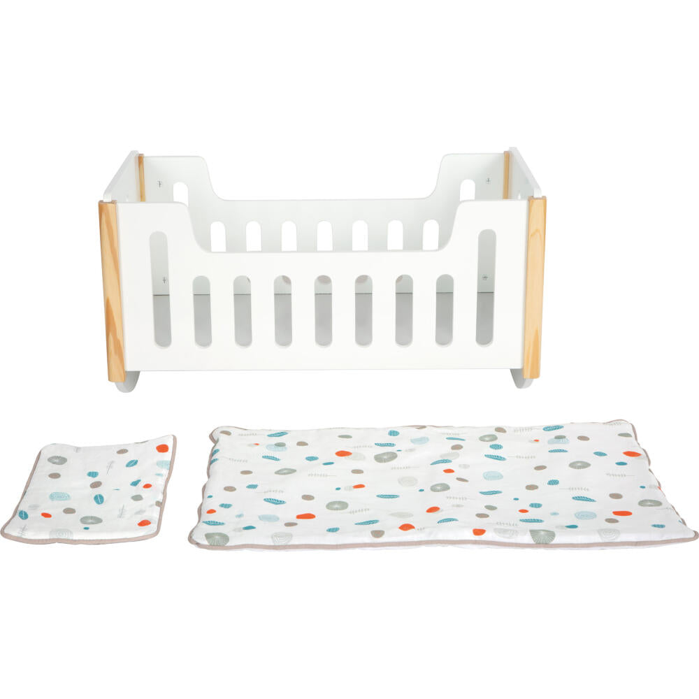 Legler Small Foot Puppenbett zum Wiegen Little Button, Rollenspielzeug, ab 3 Jahre, Holz, Weiß, 12660