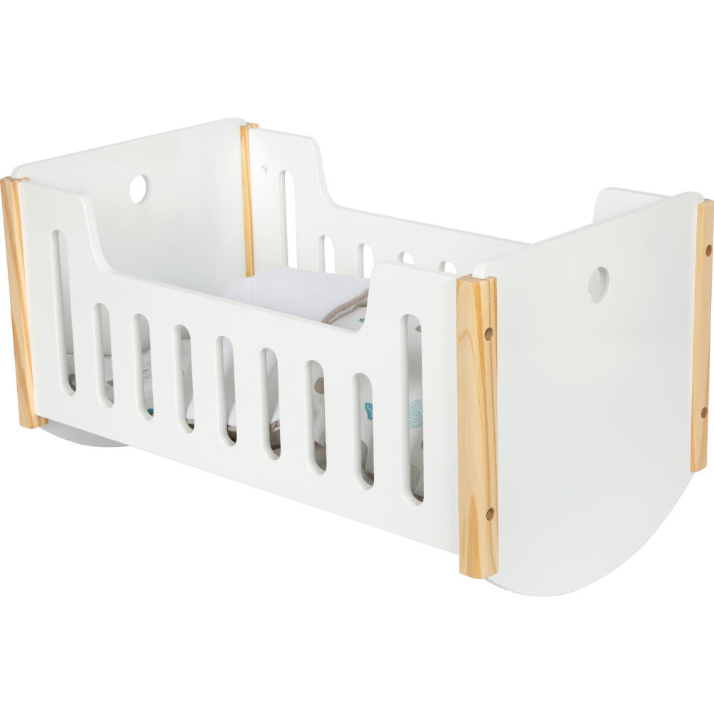 Legler Small Foot Puppenbett zum Wiegen Little Button, Rollenspielzeug, ab 3 Jahre, Holz, Weiß, 12660