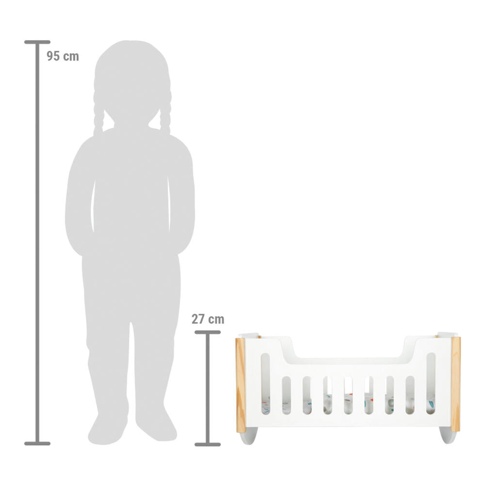 Legler Small Foot Puppenbett zum Wiegen Little Button, Rollenspielzeug, ab 3 Jahre, Holz, Weiß, 12660