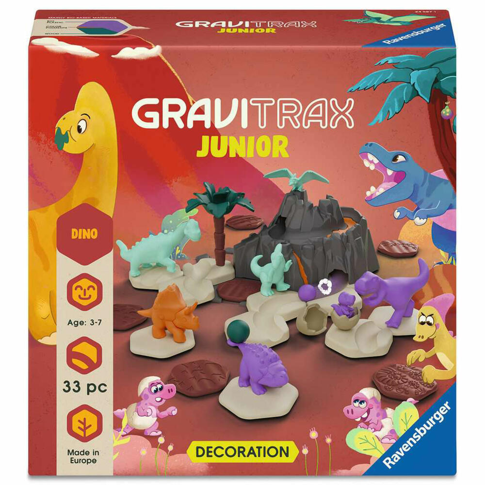 Ravensburger GraviTrax Junior Extension Dino, Erweiterung, Zubehör, Kugelbahn, 24587