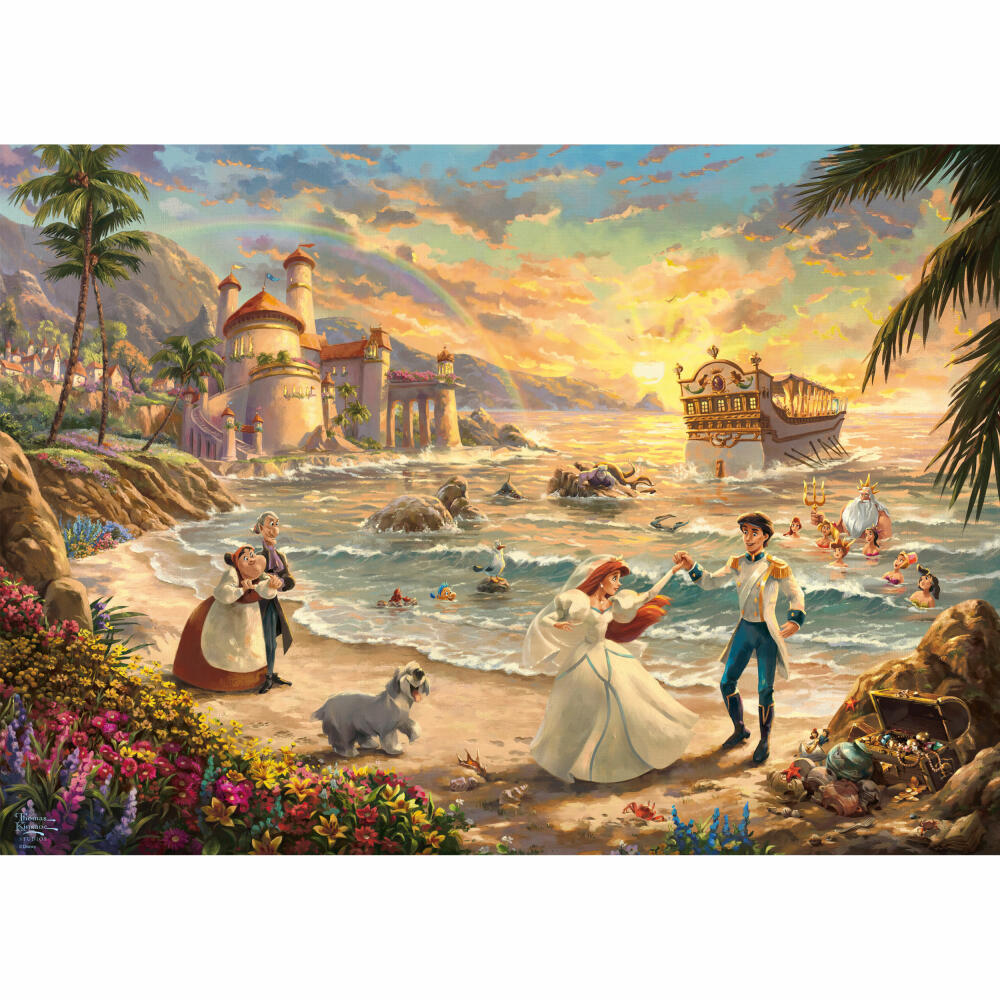 Schmidt Spiele Puzzle Disney Dreams Collection The Little Mermaid Celebration of Love, Adult Puzzle, Thomas Kinkade, 1000 Pieces, 58036
