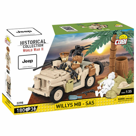 Cobi Klemmbaustein-Set Willys MB Jeep mit SAS, WW2, 180 Teile, COBI-2298