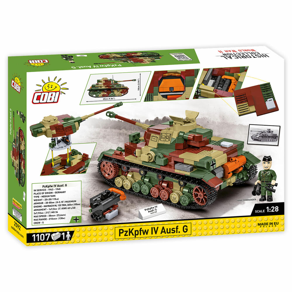 Cobi Klemmbaustein-Set PzKpfw IV Ausf. G, Panzer IV, WW2, 1107 Teile, COBI-2592