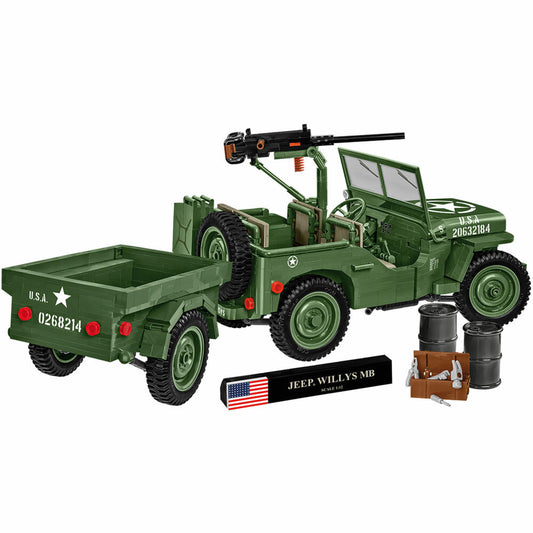 Cobi Klemmbaustein-Set Jeep Willys MB & Anhänger, Executie Edition, WW2, 1580 Teile, COBI-2804