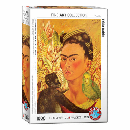 Eurographics Puzzle Selbstportrait mit Äffchen und Papagei - Frida Kahlo, 1000 Teile, 68 x 48 cm, 6000-6170