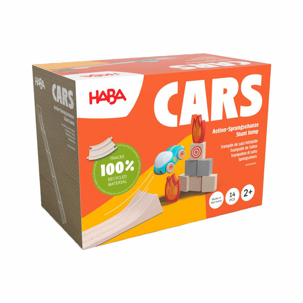 HABA Cars Action-Sprungschanze, Rennbahn, Rennstrecke, mit Auto, Spielzeug, ab 2 Jahren, 2011843001