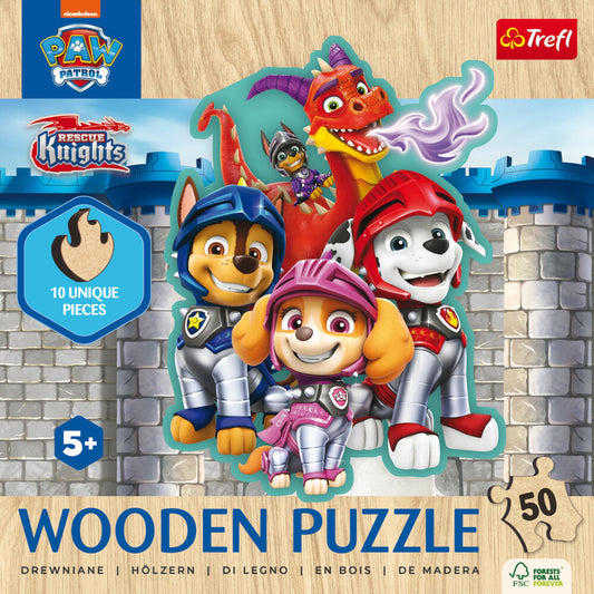 Trefl Holz Puzzle Junior - Paw Patrol, Kinderpuzzle, Kinder, 50 Teile, 20277