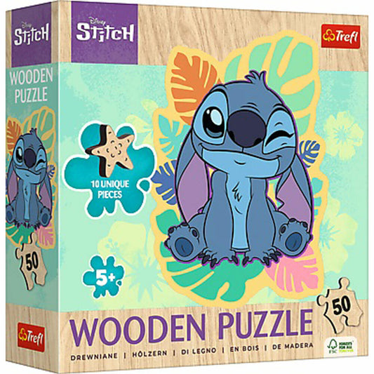 Trefl Holz Puzzle Junior - Lilo & Stitch, Kinderpuzzle, Kinder, 50 Teile, 20281