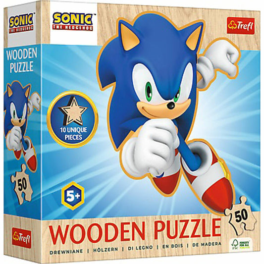Trefl Holz Puzzle Junior - Sonic, Kinderpuzzle, Kinder, 50 Teile, 20284