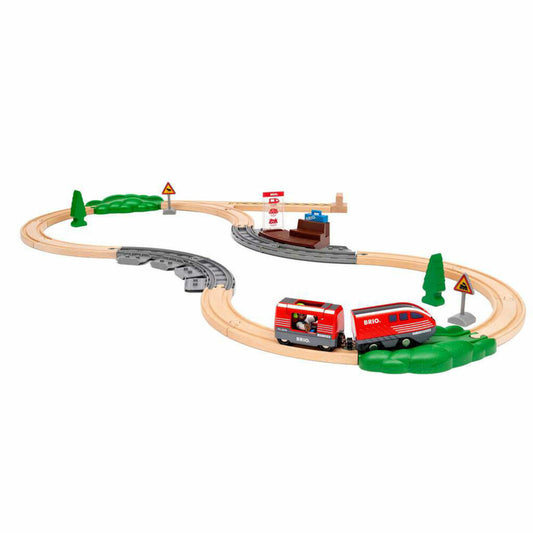 BRIO World Zugset mit Rückziehmotor, Lok, Zug, Holzeisenbahn, ab 3 Jahren, 63610200