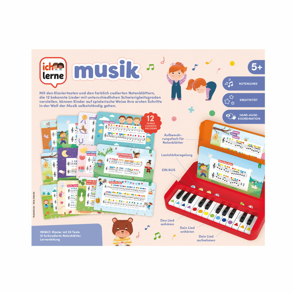 Jumbo Spiele Ich lerne Musik, Lernspiel, Klavier, Kinder Spiel, ab 5 Jahren, 1110100443