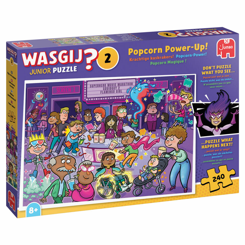 Jumbo Wasgij Junior 2 - Popcorn - Power!, Kinderpuzzle, Kinder Puzzle, 240 Teile, 1110100807