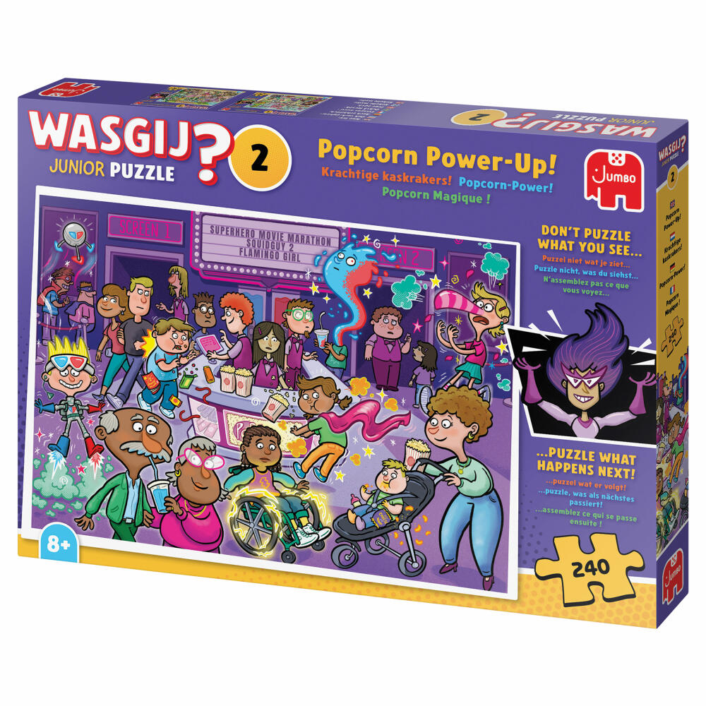 Jumbo Wasgij Junior 2 - Popcorn - Power!, Kinderpuzzle, Kinder Puzzle, 240 Teile, 1110100807