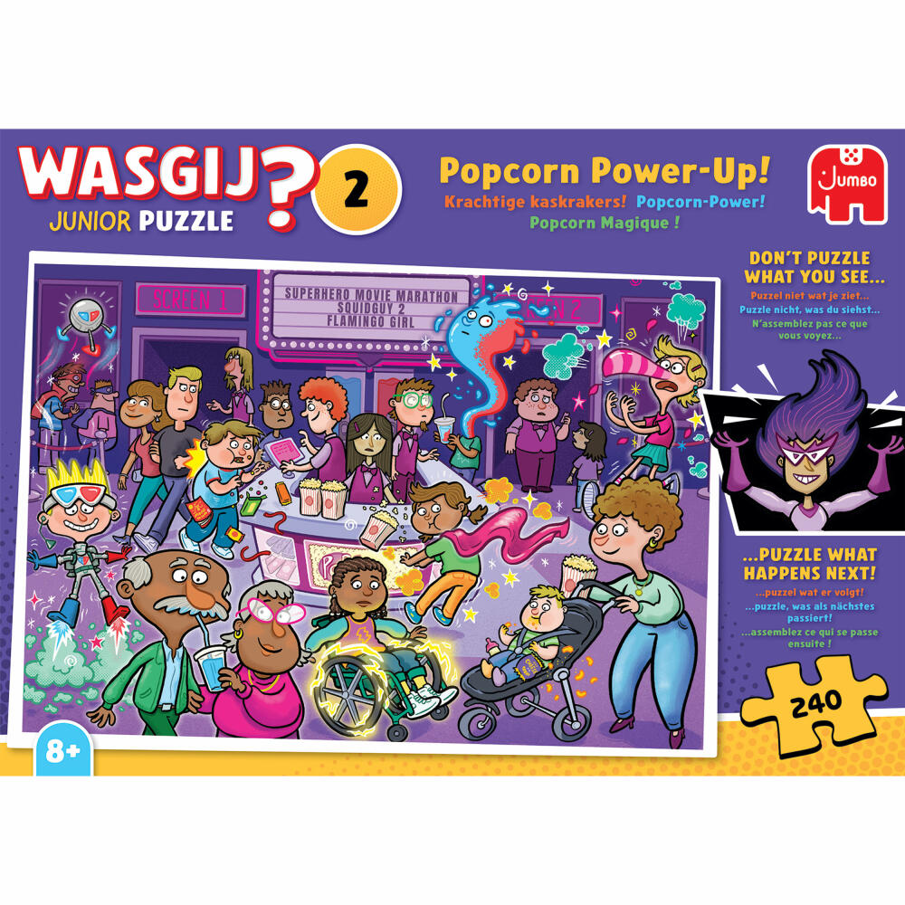Jumbo Wasgij Junior 2 - Popcorn - Power!, Kinderpuzzle, Kinder Puzzle, 240 Teile, 1110100807