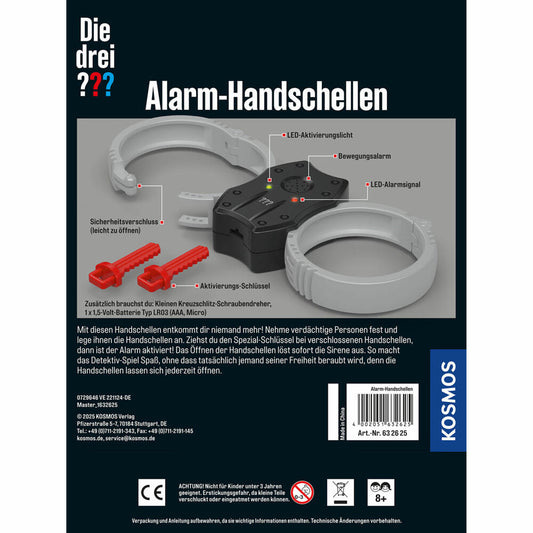 KOSMOS Die drei ??? Alarm-Handschellen, Detektiv Ausrüstung, Spielzeug, Kinder, ab 8 Jahren, 632625