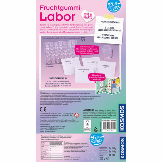 KOSMOS Fun Science Fruchtgummi Labor Love & Hearts, DIY, Experimentierset, Vegan, 654344