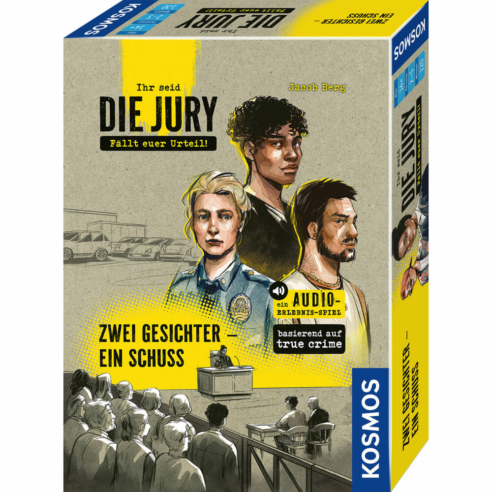 KOSMOS Die Jury: Zwei Gesichter - ein Schuss, True-Crime, Gesellschaftsspiel, Spiel, ab 14 Jahren, 685041