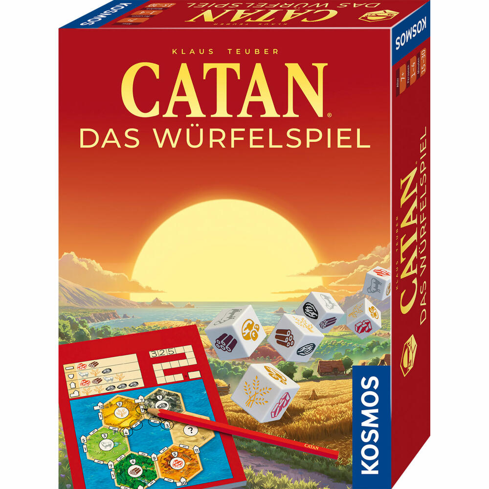 KOSMOS CATAN Das Würfelspiel, Gesellschaftsspiel, Würfel Spiel, Familienspiel, ab 7 Jahren, 685201