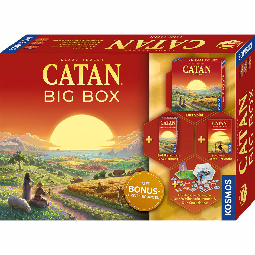 KOSMOS CATAN Big Box, Grundspiel mit Erweiterung, Strategiespiel, Gesellschaftsspiel, ab 10 Jahren, 685225