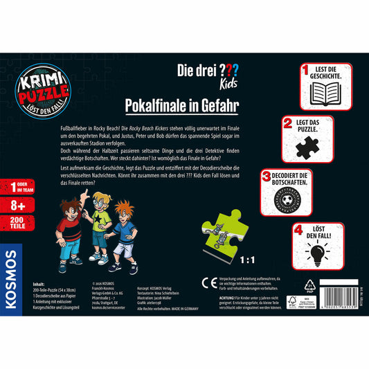 KOSMOS Krimipuzzle Die drei ??? Kids Pokalfinale in Gefahr, Krimi Puzzle, Kobelspiel, ab 8 Jahren, 685539