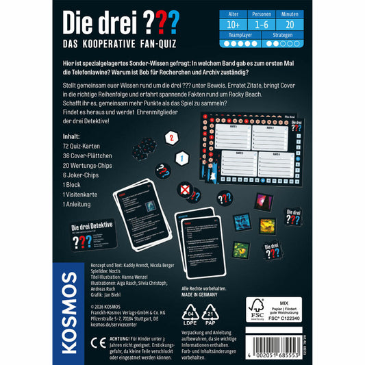 KOSMOS Die drei ??? Das kooperative Fan-Quiz, Quizspiel, Rätselspiel, Kartenspiel, ab 10 Jahren, 685553