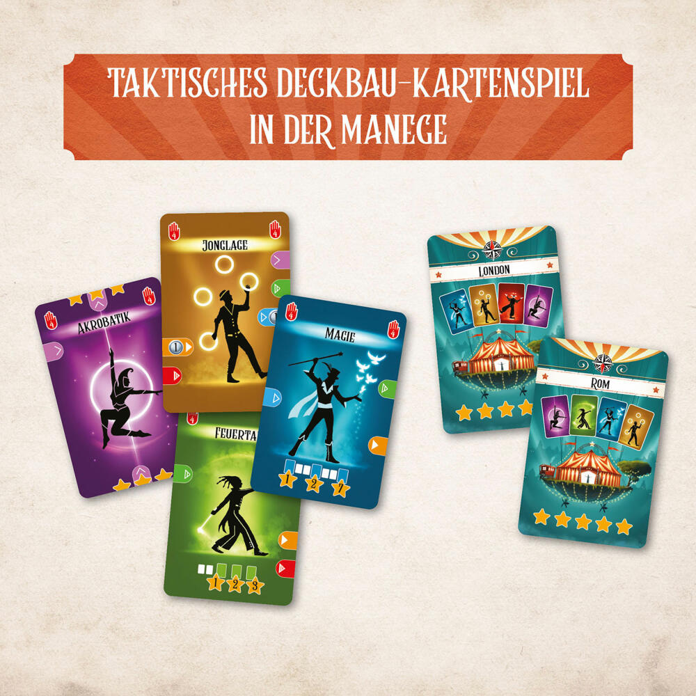 KOSMOS Der Wanderzirkus, Deckbau-Kartenspiel, Taktikspiel, Gesellschaftsspiel, ab 10 Jahren, 686444