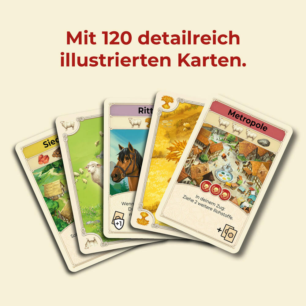 KOSMOS CATAN Das Kartenspiel, Gesellschaftsspiel, Familienspiel, Eigenständiges Spiel, ab 10 Jahren, 687243