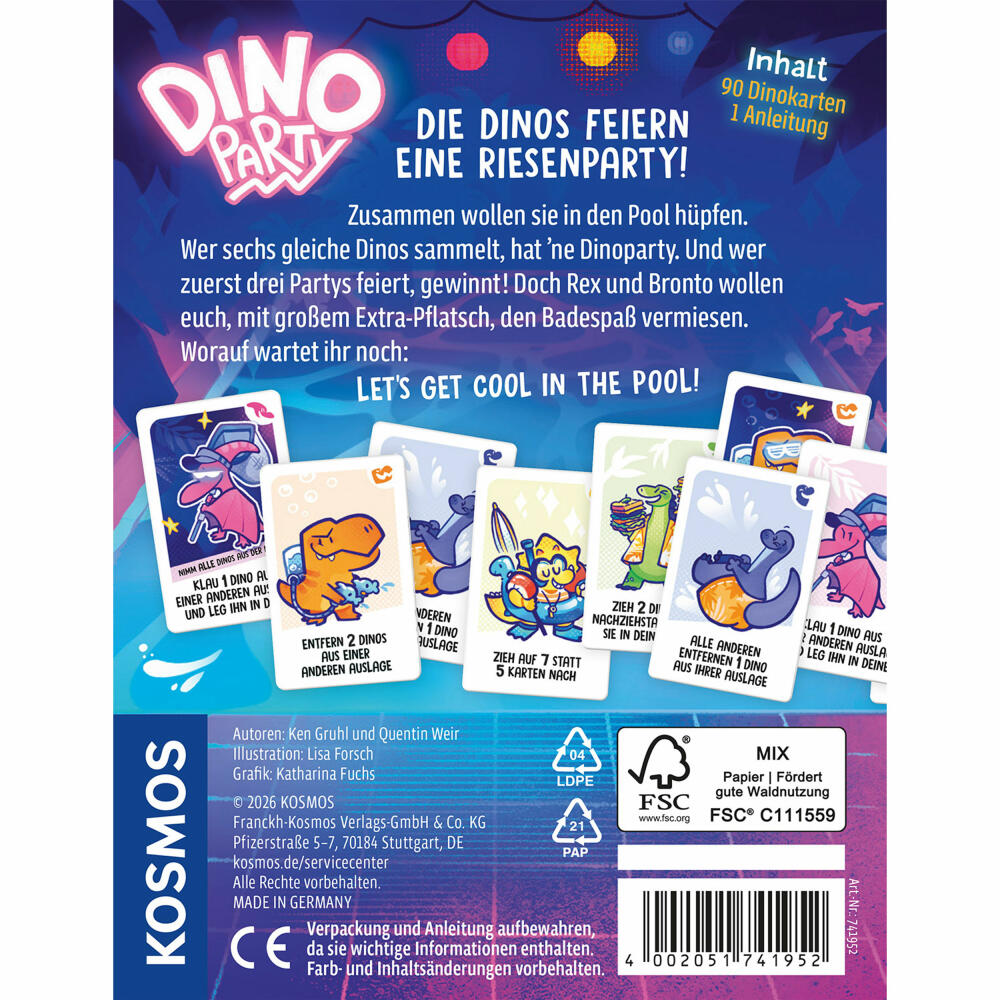KOSMOS Dino Party, Kartenspiel, Familienspiel, Partyspiel, Gesellschaftsspiel, ab 7 Jahren, 741952