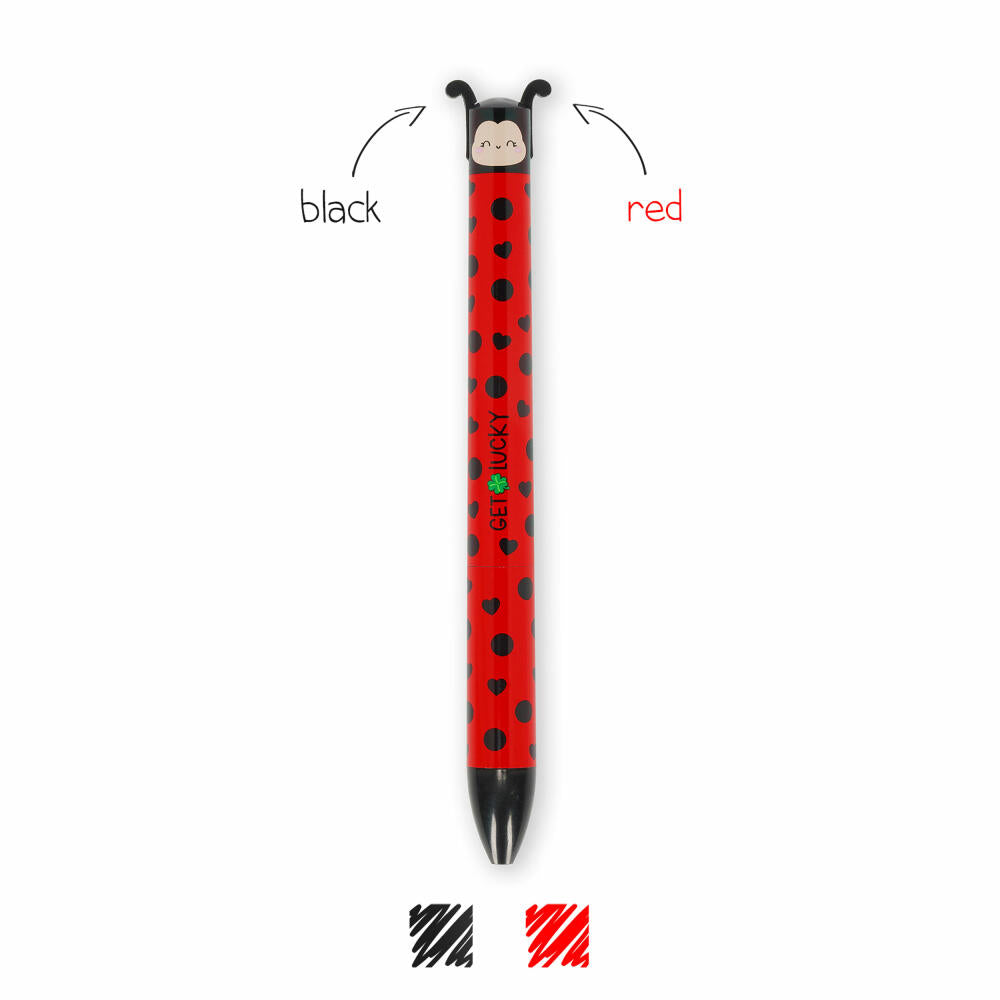 Legami Click&Clack Two-Colour Ballpoint Pen Ladybug, Zweifarbiger Kugelschreiber, Stift, Marienkäfer, CLICK0030