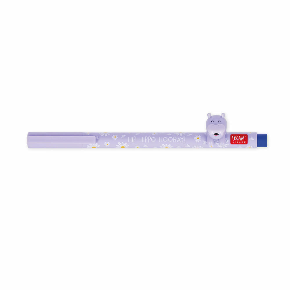 Legami Gel Pen Lovely Friends Hippo, mit Tierdeko, Gelstift, Gelschreiber, Stift, CPP0015