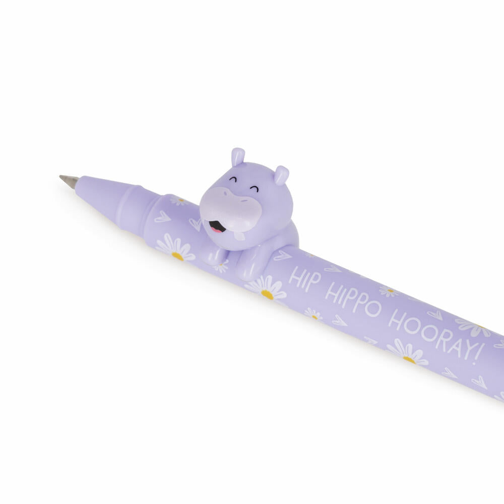 Legami Gel Pen Lovely Friends Hippo, mit Tierdeko, Gelstift, Gelschreiber, Stift, CPP0015
