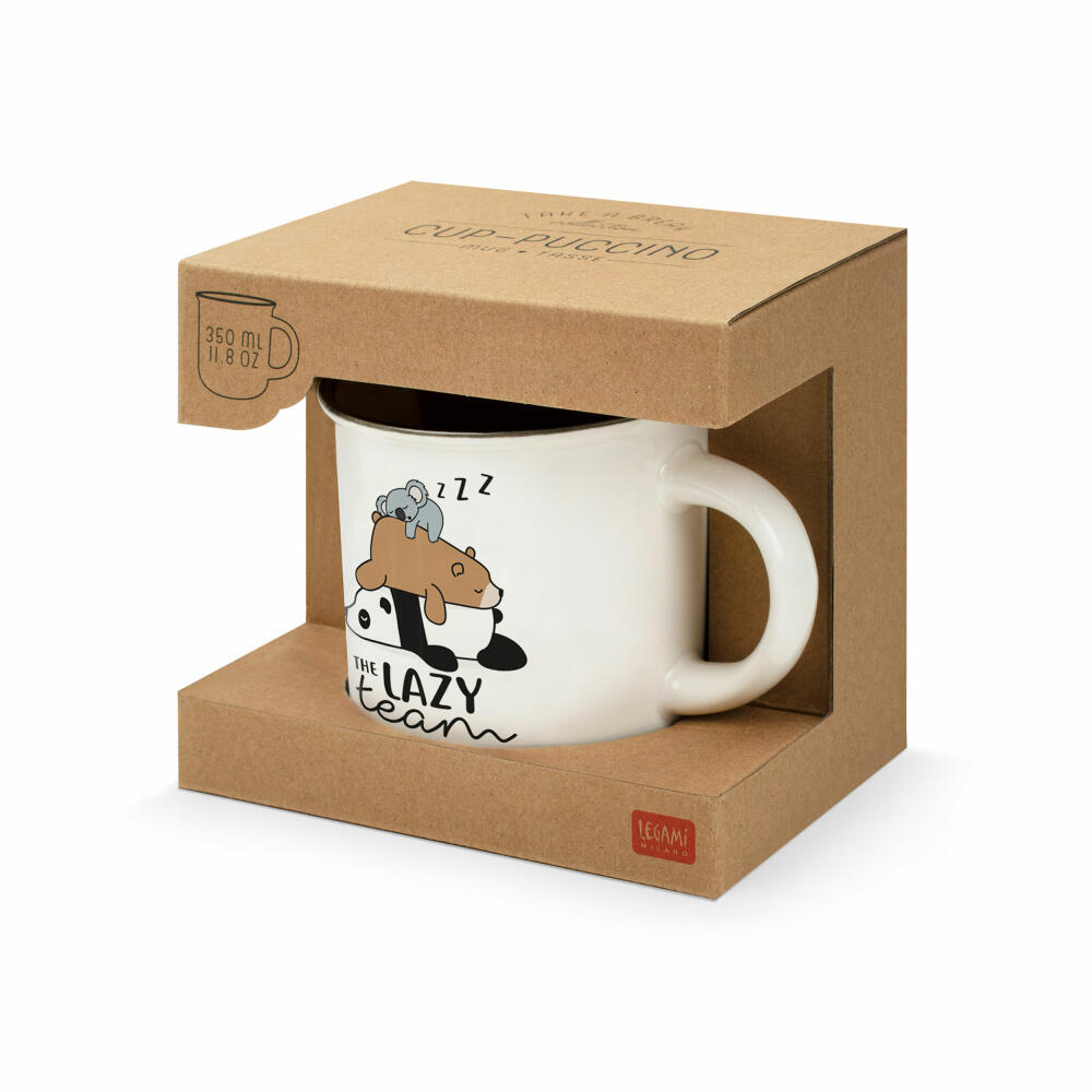 Legami Cup-Puccino Mug Lazy Team, Kaffeetasse, Tasse, Becher, New Bone China, 350 ml, CUP0018