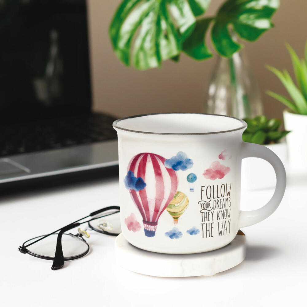 Legami Cup-Puccino Mug Air Balloon, Kaffeetasse, Tasse, Becher, New Bone China, 350 ml, CUP0042