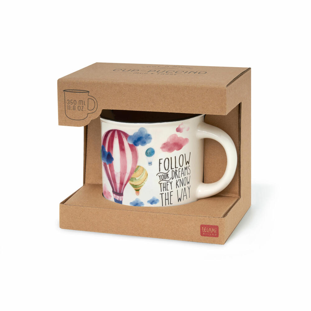Legami Cup-Puccino Mug Air Balloon, Kaffeetasse, Tasse, Becher, New Bone China, 350 ml, CUP0042