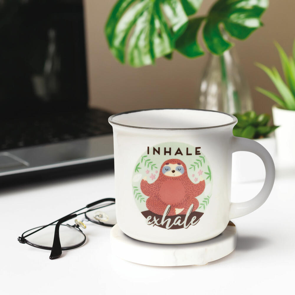 Legami Cup-Puccino Mug Sloth Inhale Exhale, Kaffeetasse, Tasse, Becher, New Bone China, 350 ml, CUP0055