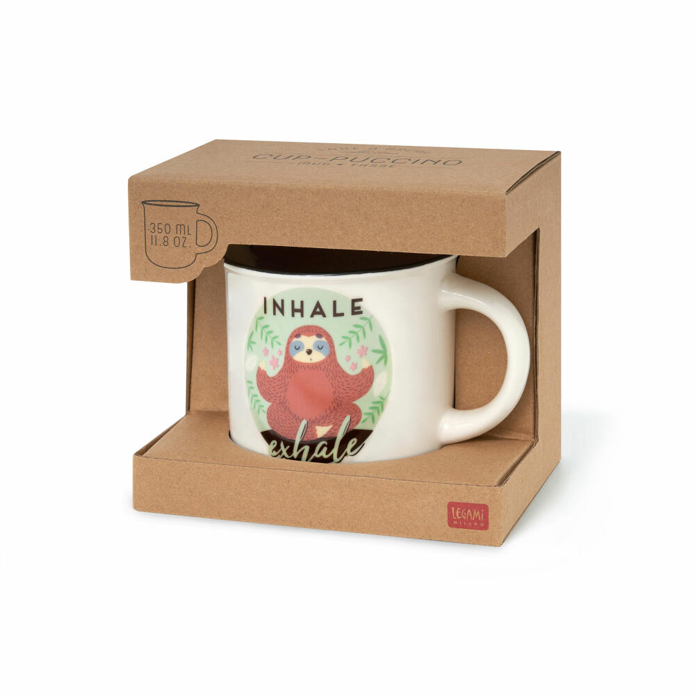 Legami Cup-Puccino Mug Sloth Inhale Exhale, Kaffeetasse, Tasse, Becher, New Bone China, 350 ml, CUP0055