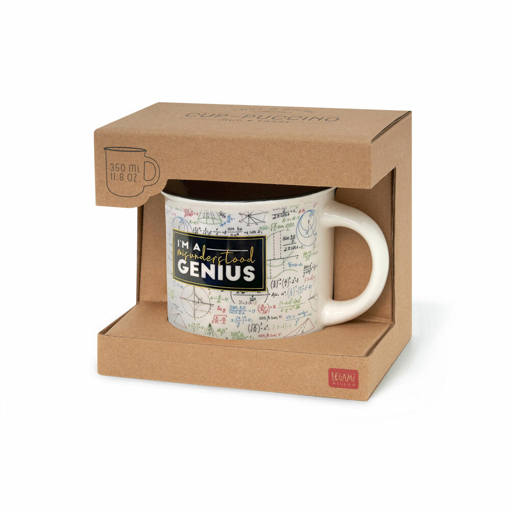 Legami Cup-Puccino Mug Genius I M A Genius, Kaffeetasse, Tasse, Becher, New Bone China, 350 ml, CUP0064