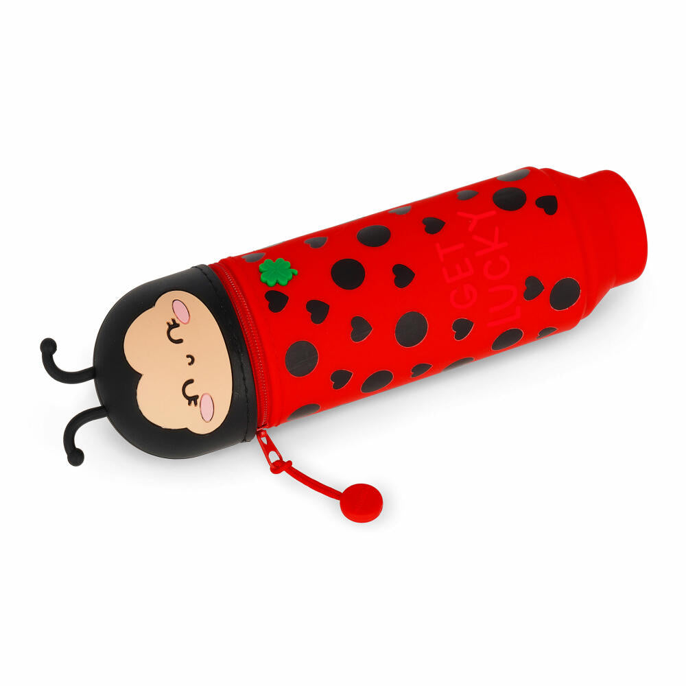 Legami Kawaii 2-in-1 Silicone Pencil Case Ladybug Get Lucky, Federmäppchen, Mäppchen, Stiftehalter, KA0024