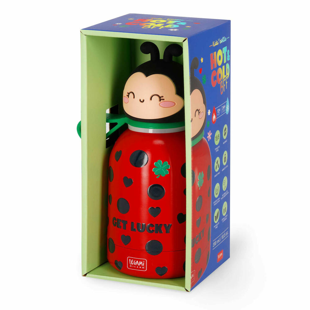 Legami Hot&Cold BFF Kids Bottle Ladybug, Thermoflasche, Isoflasche, Trinkflasche, Kinder, Marienkäfer, 310 ml, KSSB0011