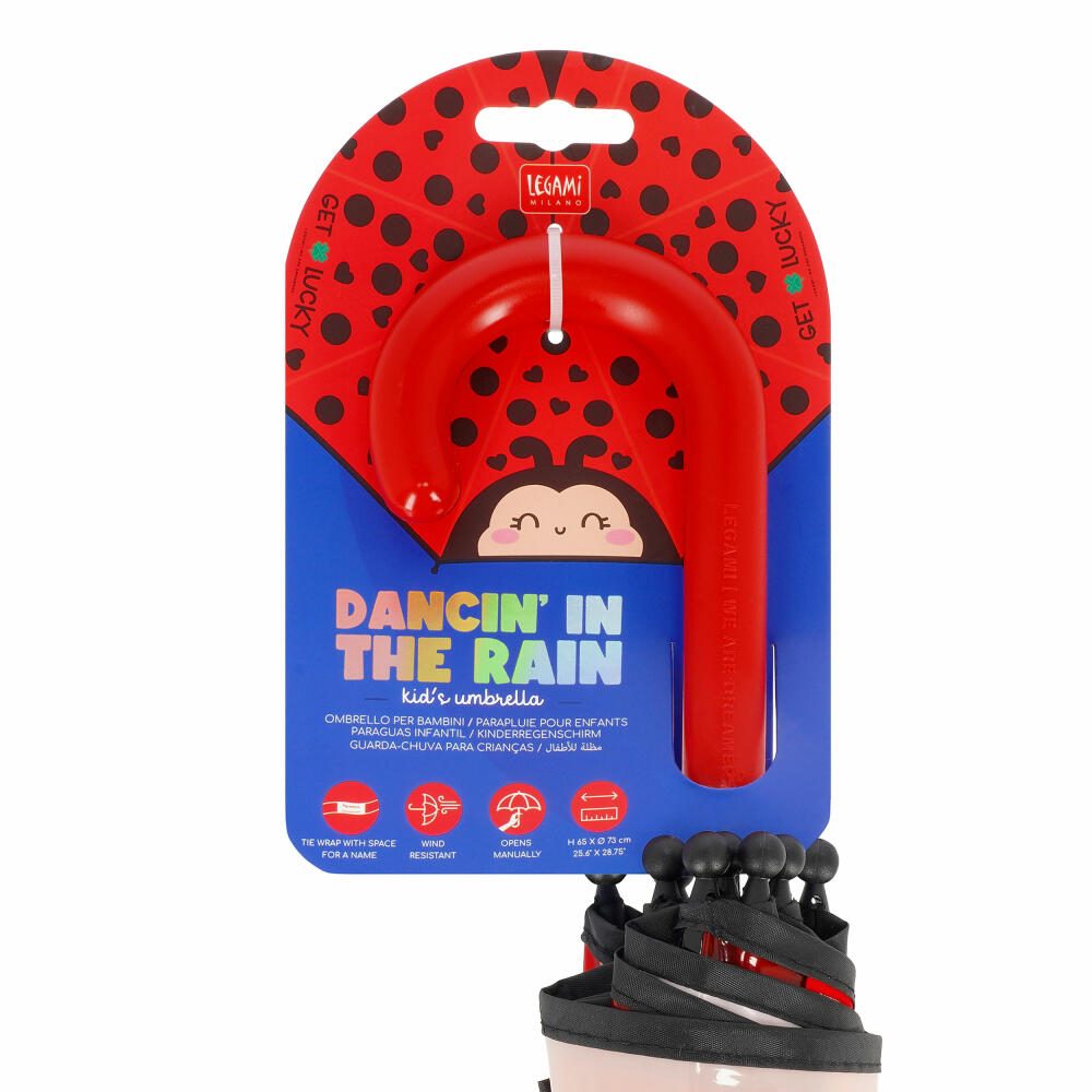 Legami Dancin In The Rain Kids Umbrella Ladybug, Regenschirm, Schirm, Kinder, Marienkäfer, KUM0007