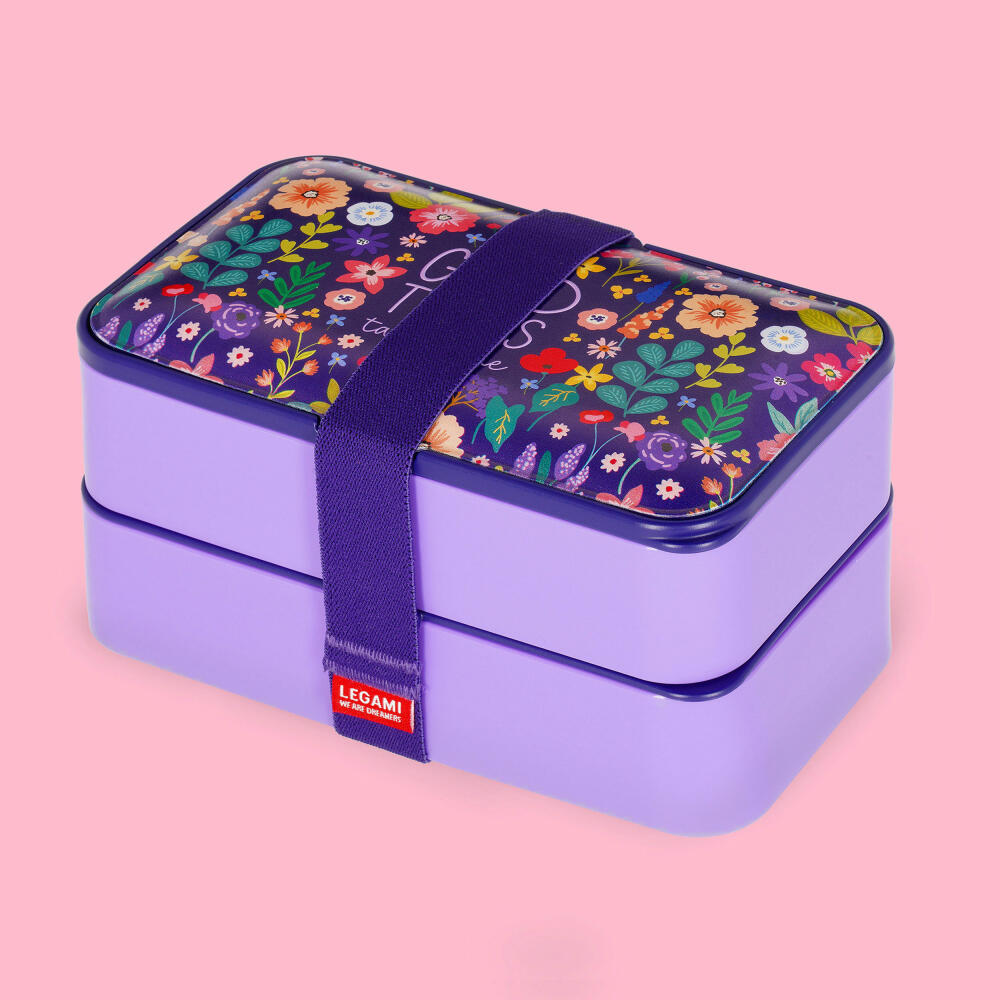 Legami Lunch Box Flowers, mit herausnehmbarem Behälter, Brotdose, Frühstücksdose, 1.2 L, LBD0004